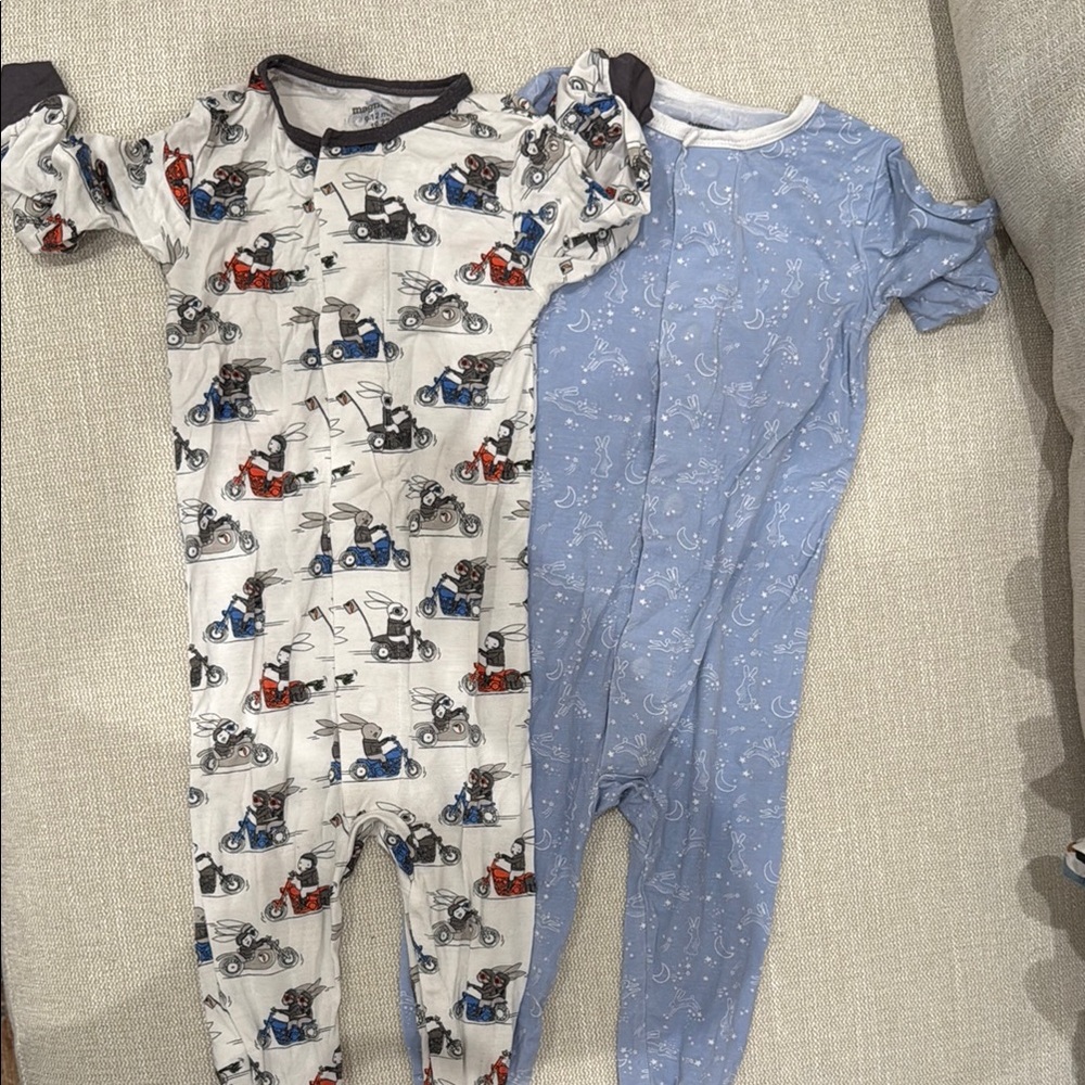 Magnetic Me Gray and Blue Footies One Pieces - 9-12 mo